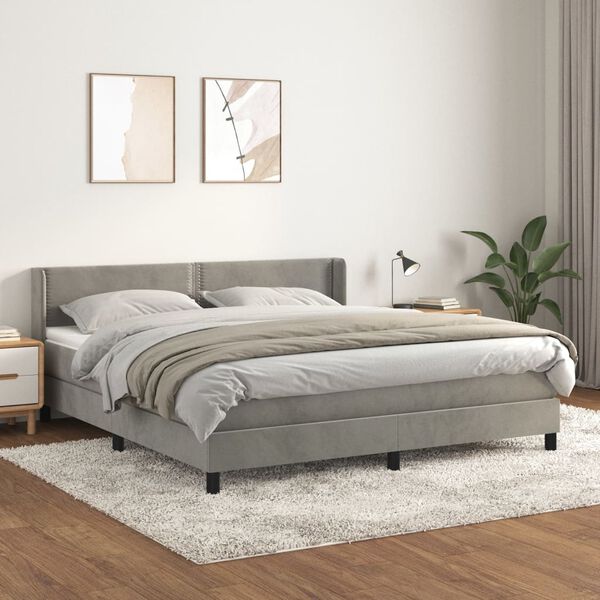 vidaXL Box spring postel s matrac&iacute; světle &scaron;ed&aacute; 180x200 cm samet