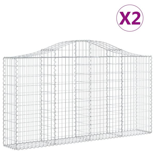 vidaXL Klenut&eacute; gabionov&eacute; ko&scaron;e 2 ks 200x30x100/120cm pozinkovan&eacute; železo
