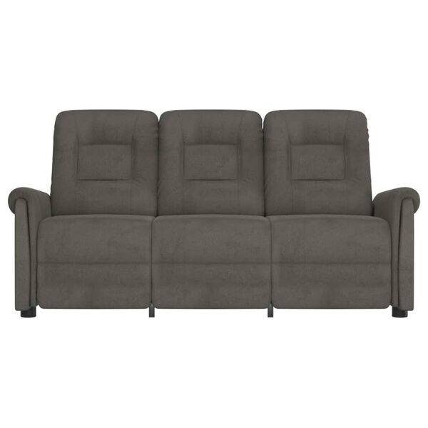 vidaXL 3místné masážní polohovací křeslo tmavě šedé mikrovlákno