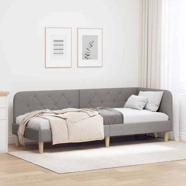 vidaXL Rohov&yacute; r&aacute;m postele s čelo Taupe 80 x 200 cm textil