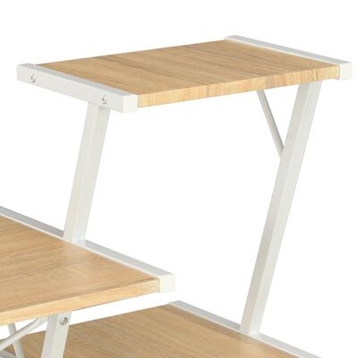 vidaXL Psací stůl s poličkami bílý a dubový odstín 116 x 50 x 93 cm