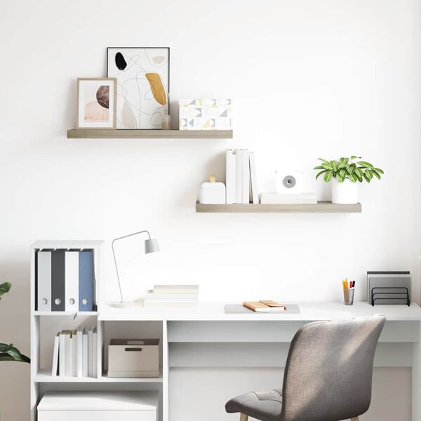 vidaXL Plovouc&iacute; n&aacute;stěnn&eacute; police 2 ks dub 80 x 23,5 x 3,8 cm MDF