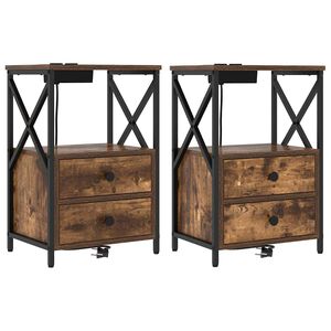 vidaXL Nočn&iacute; skř&iacute;ňka 2 ks Kouřov&yacute; dub 40 x 31 x 60 cm Kompozitn&iacute; dřevo