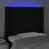 vidaXL Čelo postele s LED čern&eacute; 103 x 16 x 118/128 cm textil