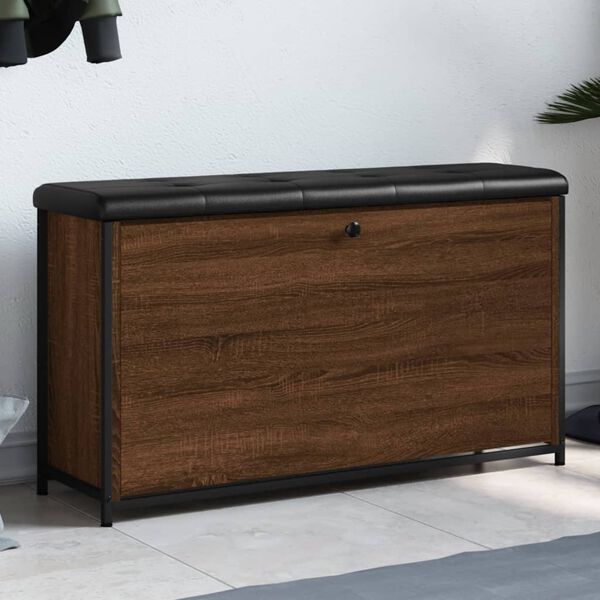 vidaXL Botn&iacute;kov&aacute; lavice s v&yacute;klopnou z&aacute;suvkou hněd&yacute; dub 102x32x56 cm