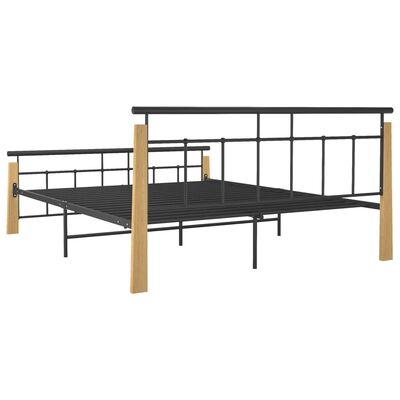 vidaXL Rám postele kov a masivní dubové dřevo 160 x 200 cm