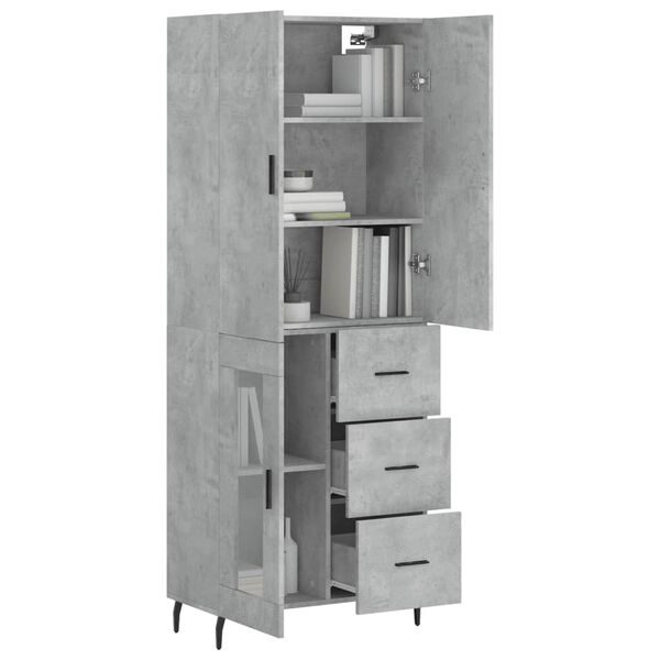 vidaXL Skř&iacute;ň highboard betonově &scaron;ed&aacute; 69,5x34x180 cm kompozitn&iacute; dřevo