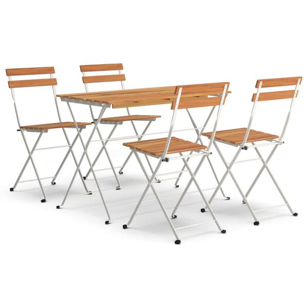 vidaXL 5dílný skládací bistro set masivní akáciové dřevo a ocel
