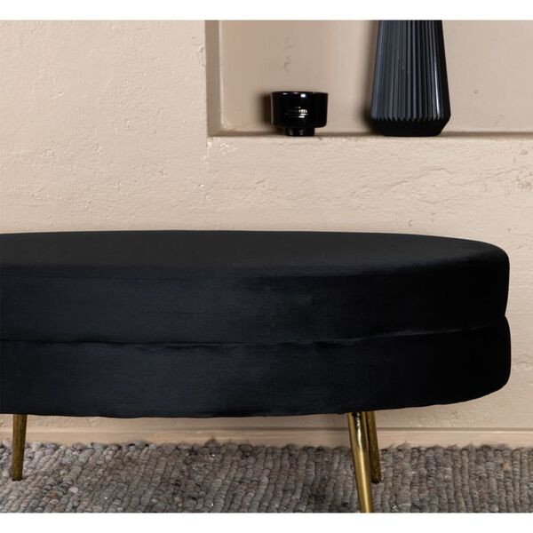 Venture Home Otoman Otto 100 x 40 x 41 cm samet čern&yacute; a mosaz