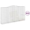 vidaXL Klenut&eacute; gabionov&eacute; ko&scaron;e 15ks 400x50x220/240cm pozinkovan&eacute; železo