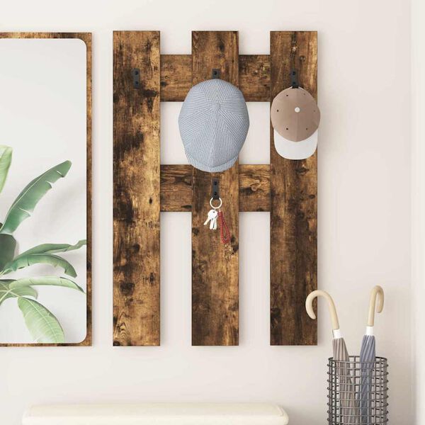 vidaXL Nástěnný věšák na kabáty Nástěnný Kouřový dub 65 x 3 x 100 cm