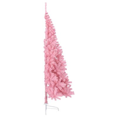 vidaXL Umělý poloviční vánoční stromek se stojanem růžový 240 cm PVC