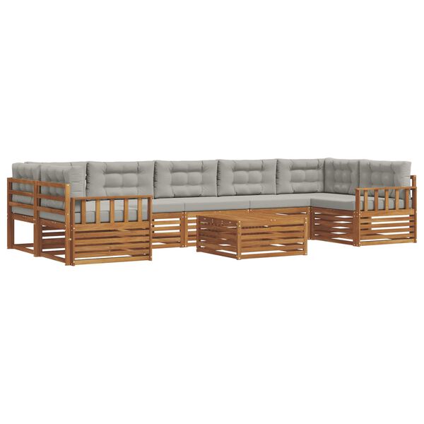 vidaXL Venkovn&iacute; pohovkov&aacute; souprava 8 pcs Př&iacute;rodn&iacute; a světle &scaron;ed&aacute;