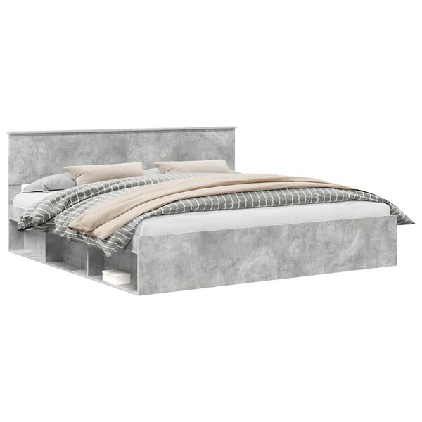 vidaXL R&aacute;m postele s čelo Beton 200 x 200 cm Masivn&iacute; borov&eacute; dřevo