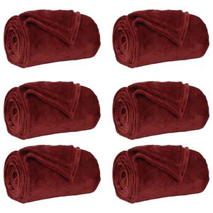 vidaXL Dekoračn&iacute; deky 6 ks Bordeaux červen&aacute; 150 x 200 cm 4.68 kg