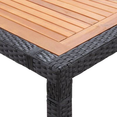 vidaXL Zahradní stůl černý 200x150x74 cm polyratan a akáciové dřevo