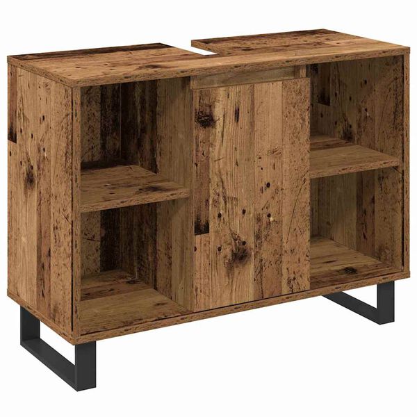 vidaXL Sada koupelnov&eacute;ho n&aacute;bytku s polic&iacute; 3 pcs Hněd&aacute; kompozitn&iacute; dřevo