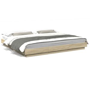 vidaXL R&aacute;m postele s LED osvětlen&iacute;m dub sonoma 200 x 200 cm kompozit
