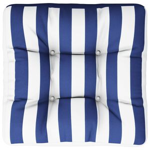 vidaXL Podu&scaron;ka na palety modr&eacute; a b&iacute;l&eacute; pruhy 50 x 50 x 12 cm textil