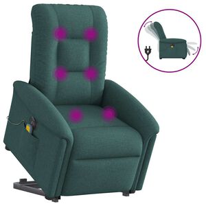 vidaXL Elektrick&eacute; zvedac&iacute; mas&aacute;žn&iacute; polohovac&iacute; křeslo zelen&eacute; textil