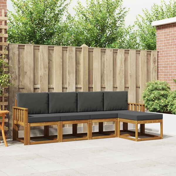 vidaXL Venkovn&iacute; pohovkov&aacute; souprava 5 pcs Přirozen&aacute; a Anthracitov&aacute;