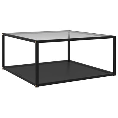 vidaXL Konferenční stolek průhledný a černý 80x80x35 cm tvrzené sklo