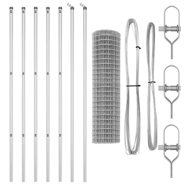 vidaXL Plot s sloupkem Stř&iacute;brn&aacute; 1,2 x 25 m Ocel a PVC