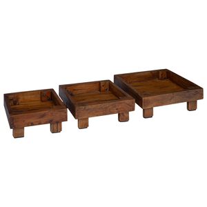vidaXL Stojan na rostliny 3 ks Hněd&aacute; 35 x 35 x 12 cm Mahagonov&eacute; dřevo