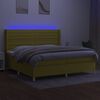 vidaXL Box spring postel s matrac&iacute; a LED zelen&aacute; 200x200 cm textil