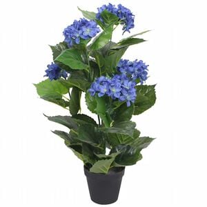 vidaXL Uměl&aacute; rostlina hortenzie s květin&aacute;čem 60 cm modr&aacute;