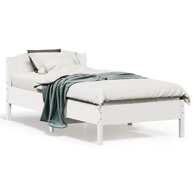 vidaXL Rám postele s čelem bílý 75 x 190 cm masivní borovice