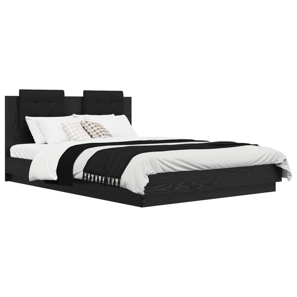 vidaXL R&aacute;m postele s čelem Čern&yacute; dub 140 x 200 cm kompozitn&iacute; dřevo