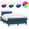 vidaXL Box spring postel s matrac&iacute; a LED tmavě modr&aacute; 120x210 cm samet