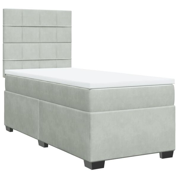vidaXL Box spring postel s matrac&iacute; světle &scaron;ed&aacute; 90x190 cm samet