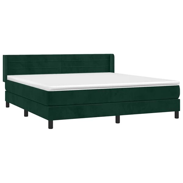 vidaXL Box spring postel s matrac&iacute; tmavě zelen&aacute; 180x200 cm samet