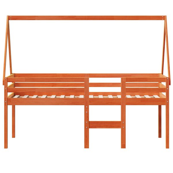 vidaXL Patrov&aacute; postel se střechou voskově hněd&aacute; 90 x 190 cm borovice