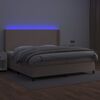 vidaXL Box spring postel matrace a LED cappuccino 200x200cm uměl&aacute; kůže