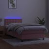 vidaXL Box spring postel s matrac&iacute; a LED růžov&aacute; 100x200 cm samet