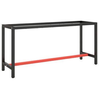 vidaXL Rám pracovního stolu matně černý a červený 170 x 50 x 79 cm kov
