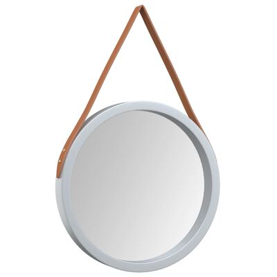 vidaXL Nástěnné zrcadlo s popruhem stříbrné Ø 35 cm