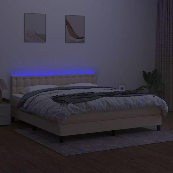 vidaXL Box spring postel s matrac&iacute; a LED kr&eacute;mov&aacute; 160x200 cm textil