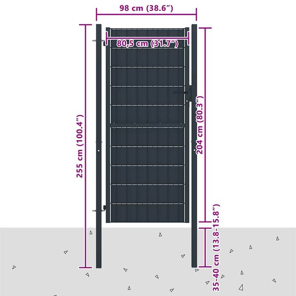 vidaXL Plotov&aacute; branka PVC a ocel 100 x 204 cm antracitov&aacute;