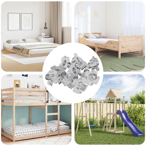 vidaXL V&aacute;lcovan&aacute; T-matice 12 pcs Stř&iacute;brn&aacute; M6 mm Ocel