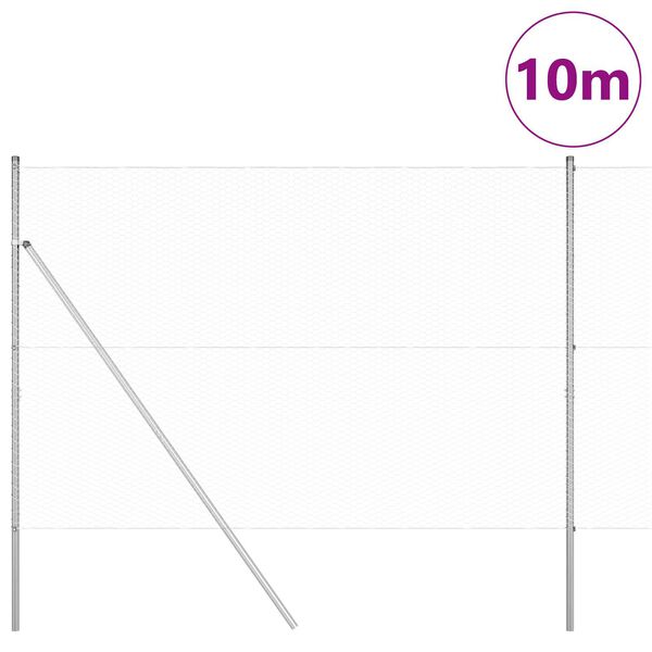vidaXL Plotov&yacute; sloupek. Stř&iacute;brn&aacute; 10 x 1,5 m (s&iacute;ť 25 mm) Ocel