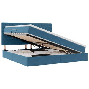 vidaXL Postel s &uacute;ložn&yacute;m prostorem a matrac&iacute; Tmavě modr&aacute; 200 x 200 cm