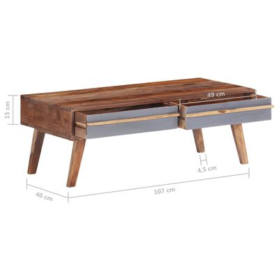 vidaXL Konferenční stolek šedý 110x50x40 cm masivní sheeshamové dřevo