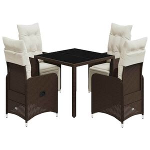 vidaXL 5d&iacute;ln&yacute; zahradn&iacute; bistro set s podu&scaron;kami hněd&yacute; polyratan