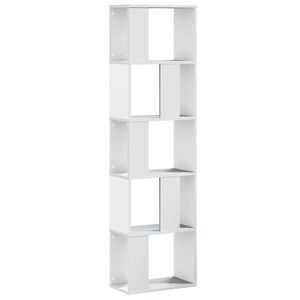 vidaXL Knihovna 5patrov&aacute; b&iacute;l&aacute; 45 x 23,5 x 162,5 cm kompozitn&iacute; dřevo