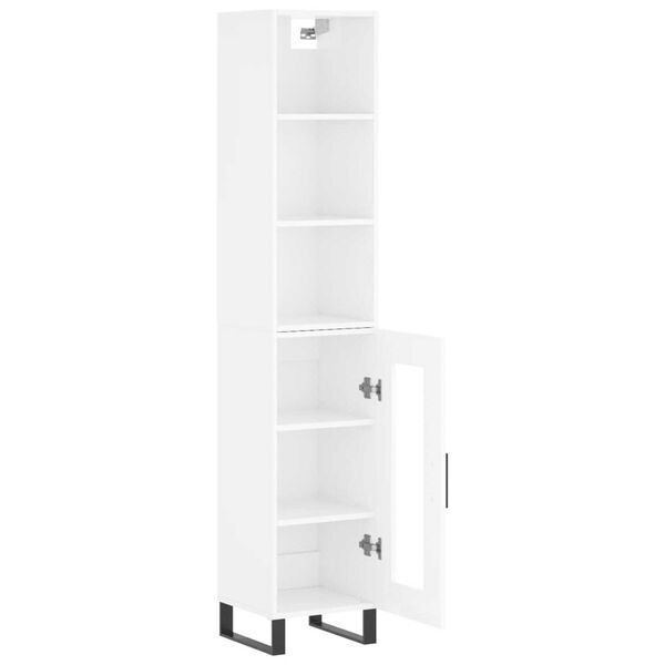 vidaXL Skř&iacute;ň highboard b&iacute;l&aacute; s vysok&yacute;m leskem 34,5x34x180 cm kompozit