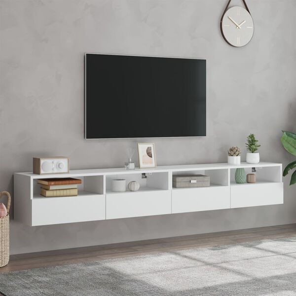 vidaXL N&aacute;stěnn&eacute; TV skř&iacute;ňky 2 ks b&iacute;l&eacute; 100 x 30 x 30 cm kompozitn&iacute; dřevo
